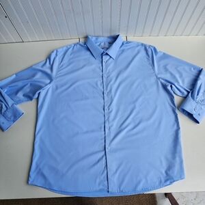 Fahizo Blue 4XL Long Sleeve Bamboo Blend Men's Button Up Dress Shirt Easy Care
